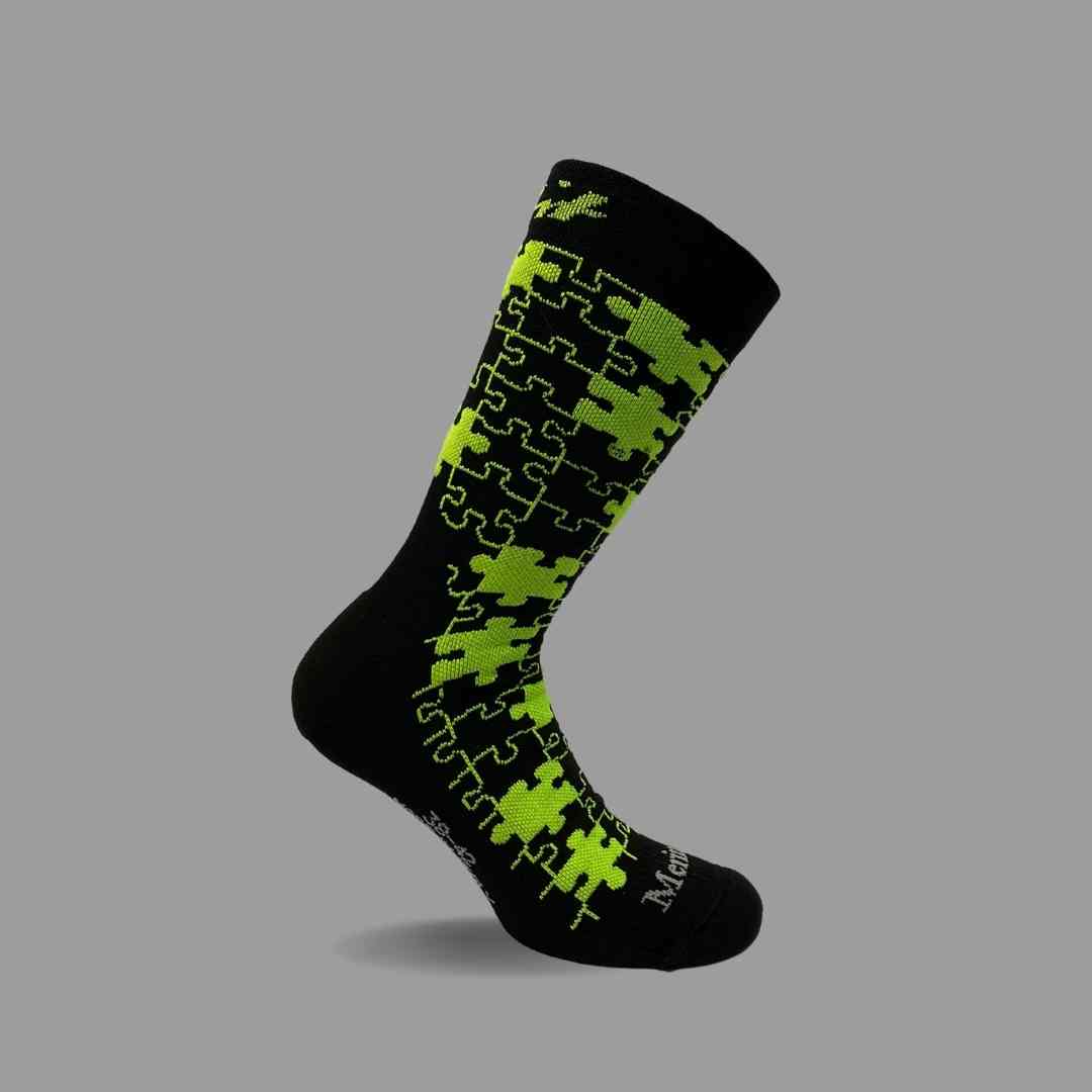 Merino Wool Winter Socks - Puzzle - Black/Pink