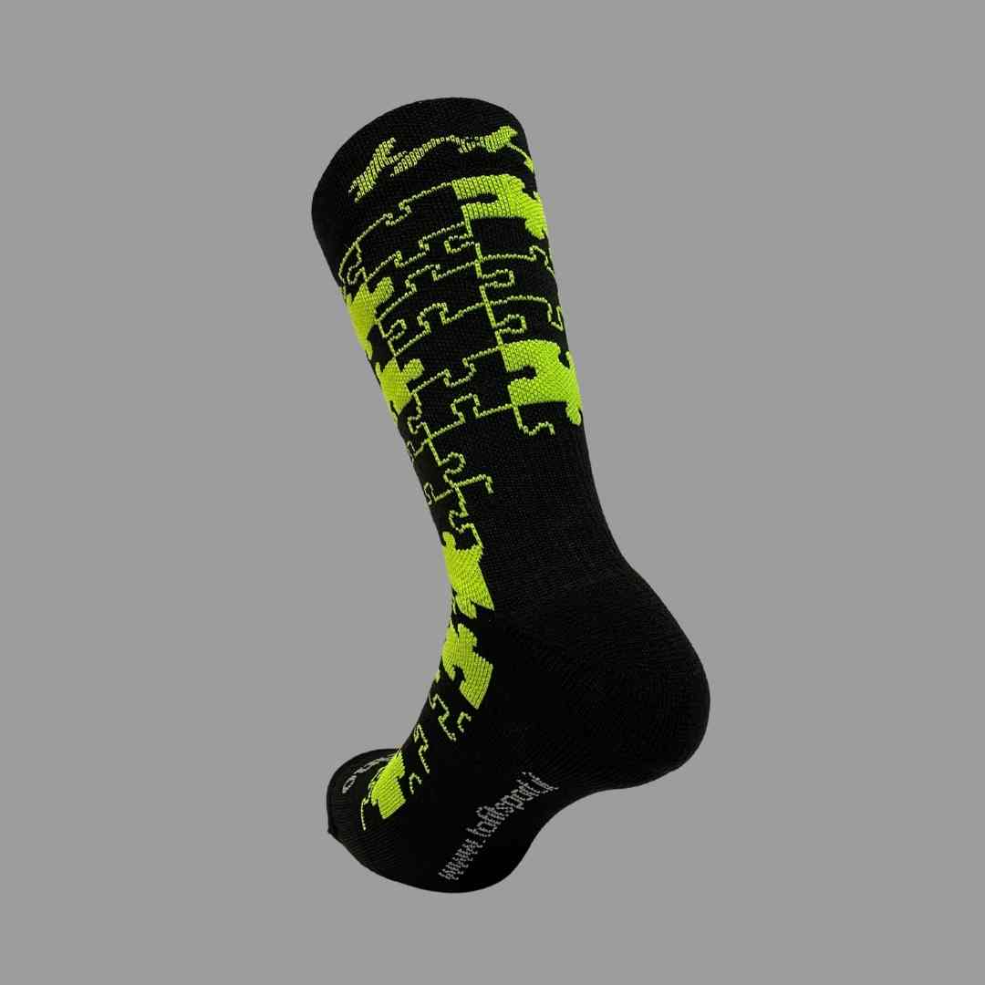 Merino Wool Winter Socks - Puzzle - Black/Pink